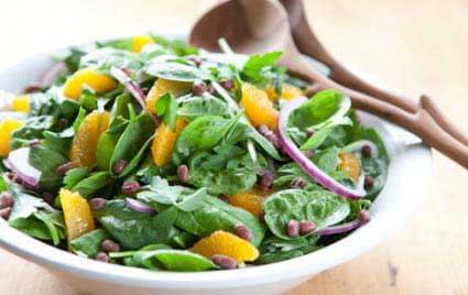 Spinach Salad with Adzuki Beans and Satsuma Vinaigrett