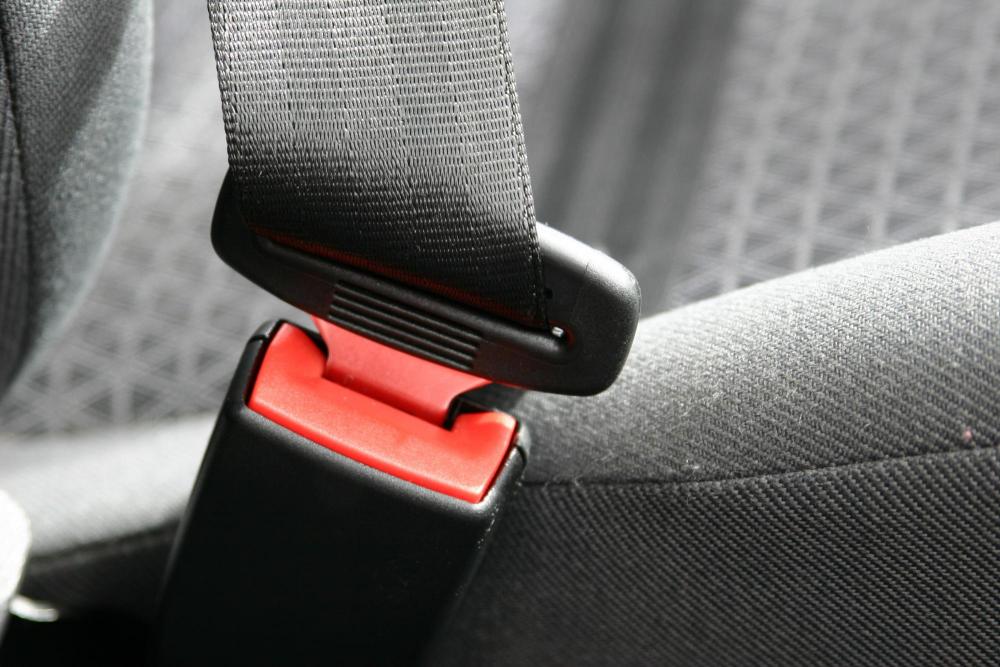 Seat belt in a car.